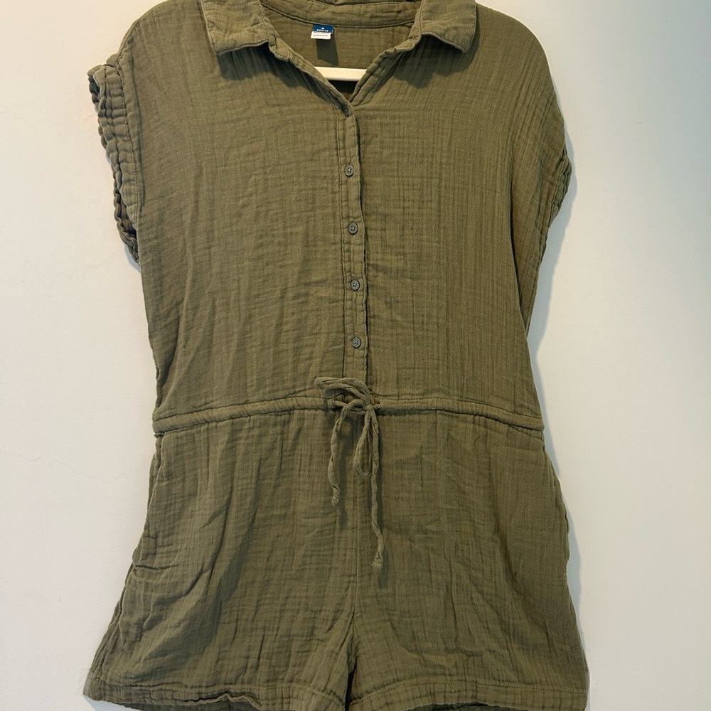 Old Navy sage green linen romper